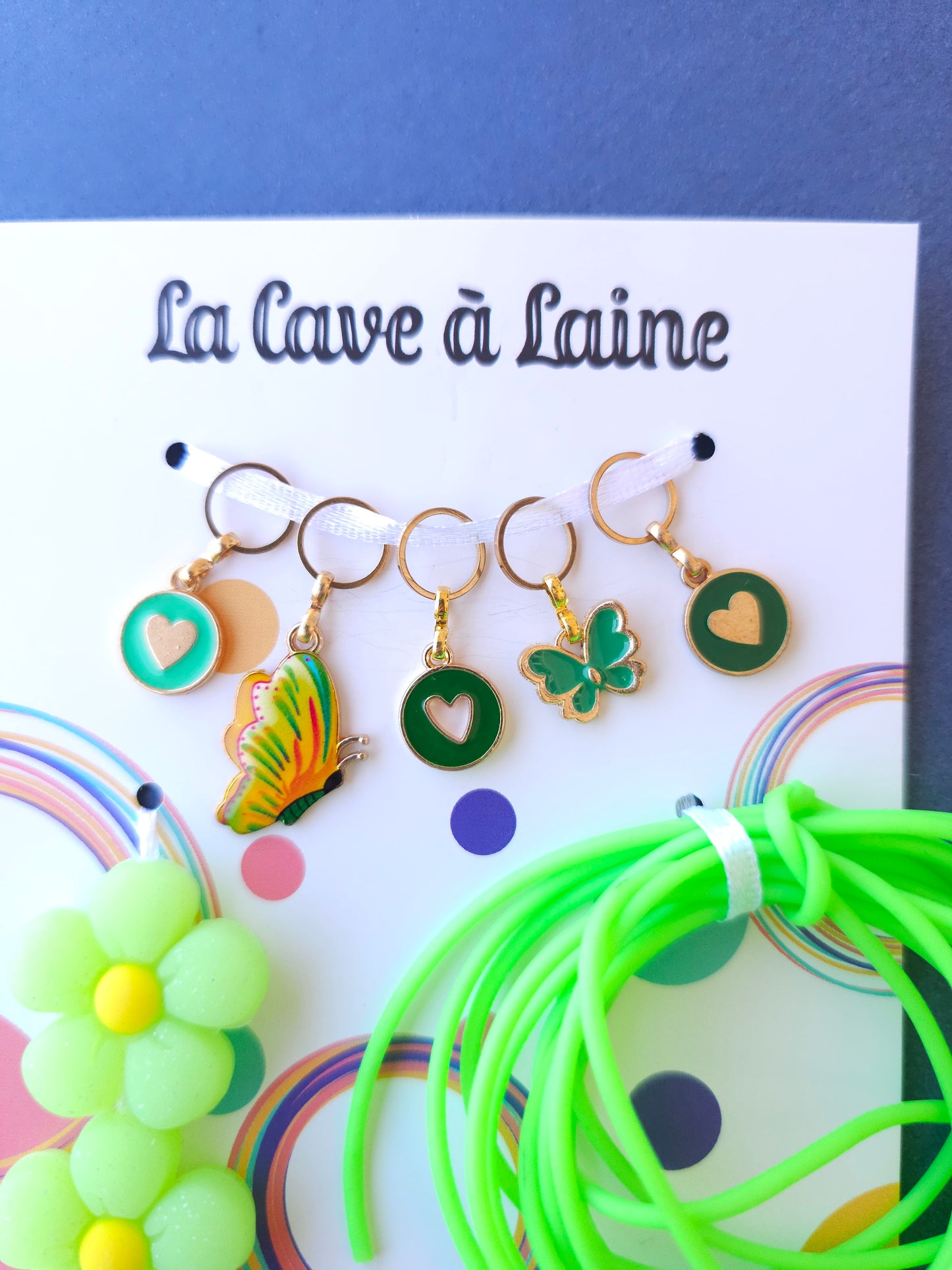 Extra Notions Card - Stitch Markers, Stoppers, and Holders - Green