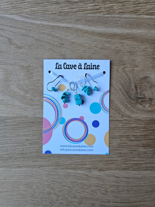 5 Stitch Markers - Turquoise-La Cave à Laine