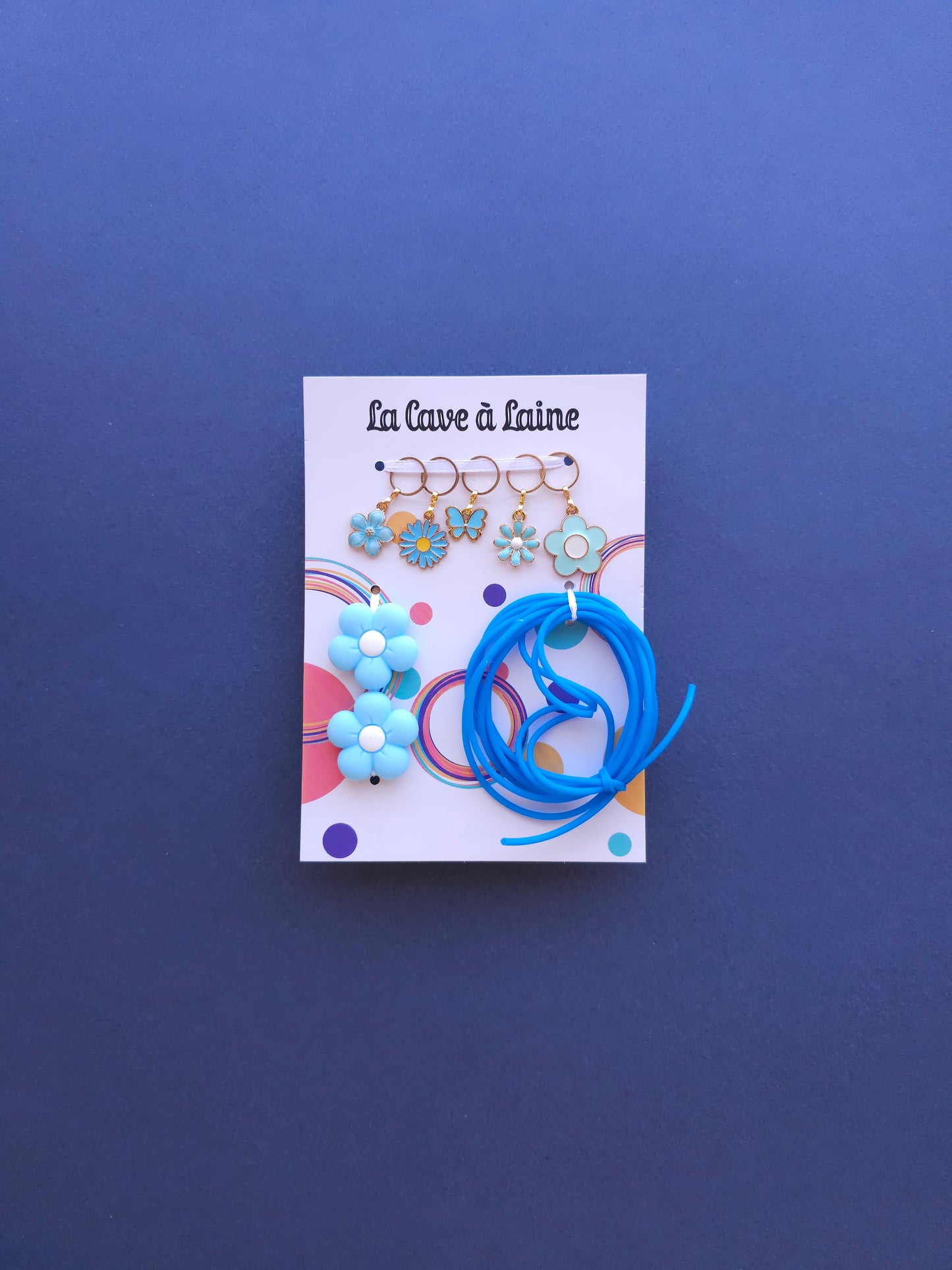 Extra Notions Card - Stitch Markers, Stoppers, and Holders - Blue