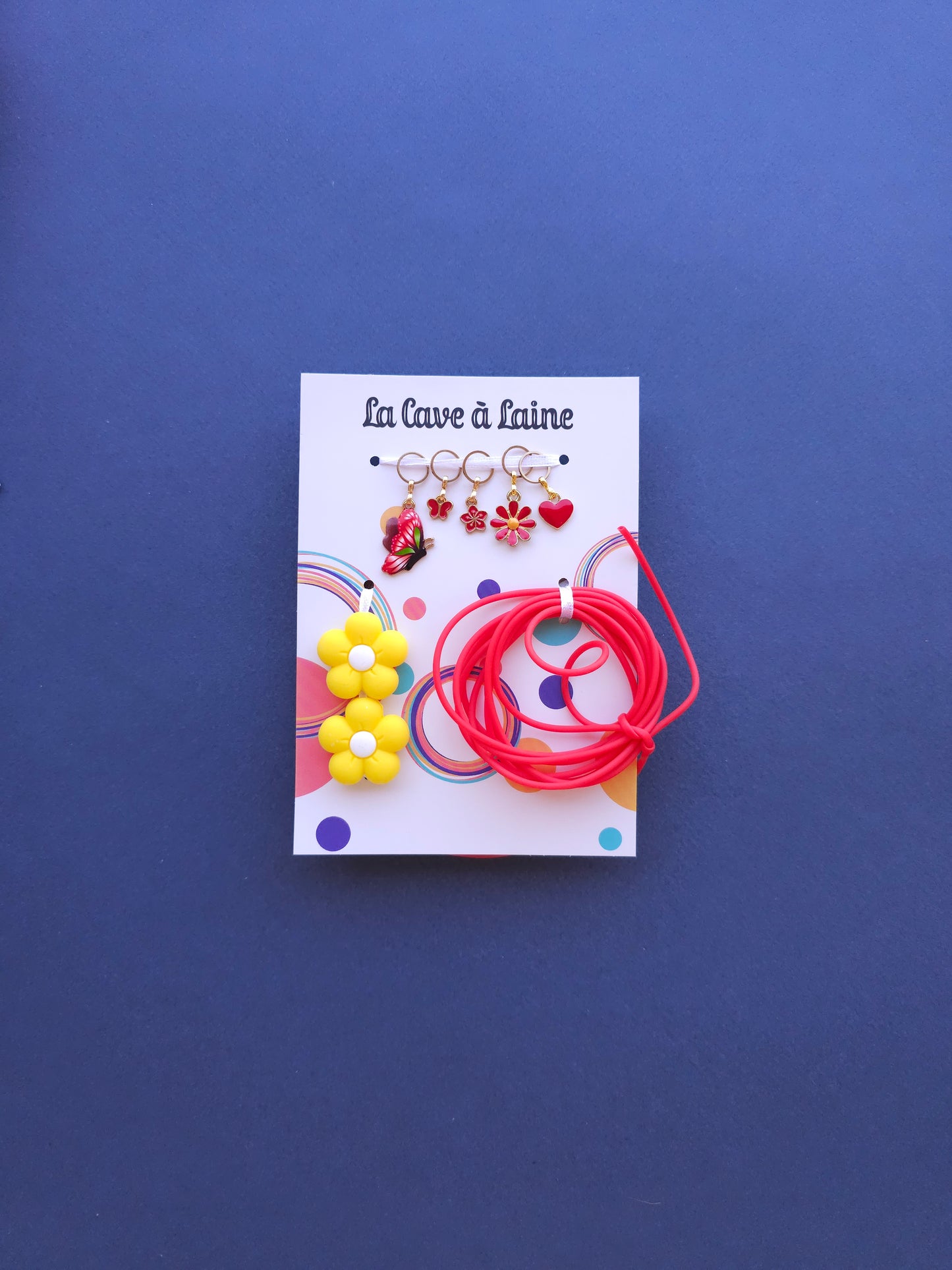 Extra Notions Card - Stitch Markers, Stoppers, and Holders - Red