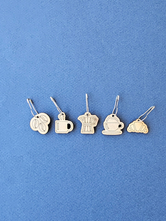 5 Coffee Lover Stitch Markers-La Cave à Laine