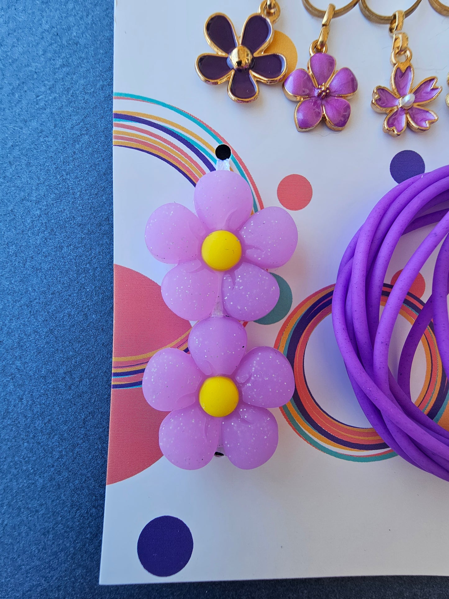 Extra Notions Card - Stitch Markers, Stoppers, and Holders - Purple