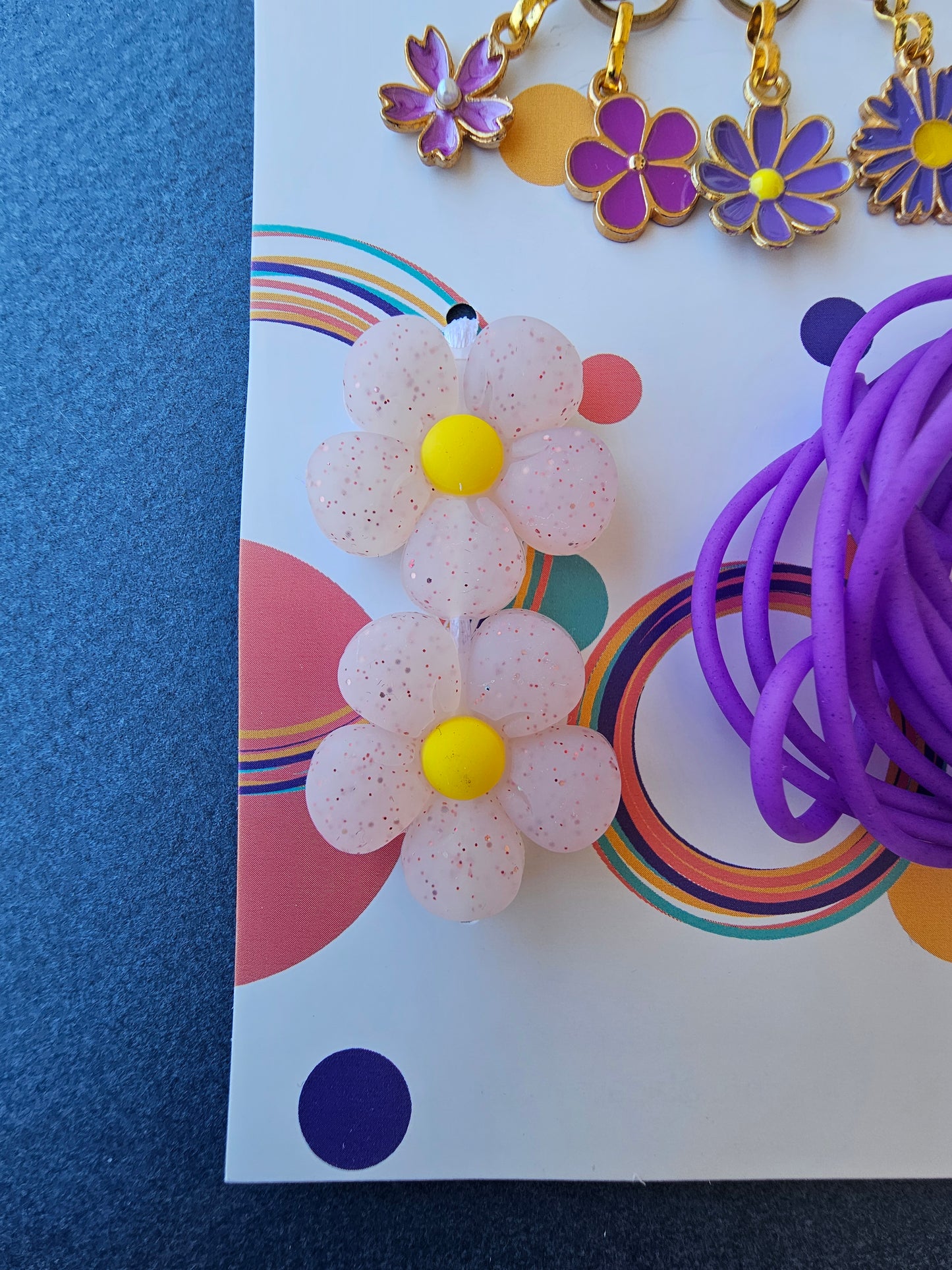Extra Notions Card - Stitch Markers, Stoppers, and Holders - Purple