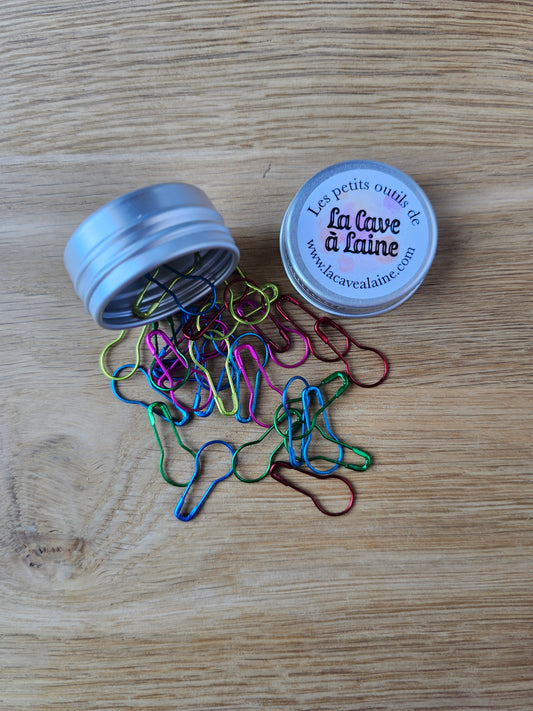 30 Safety Stitch Markers - Random Metallic Rainbow-La Cave à Laine