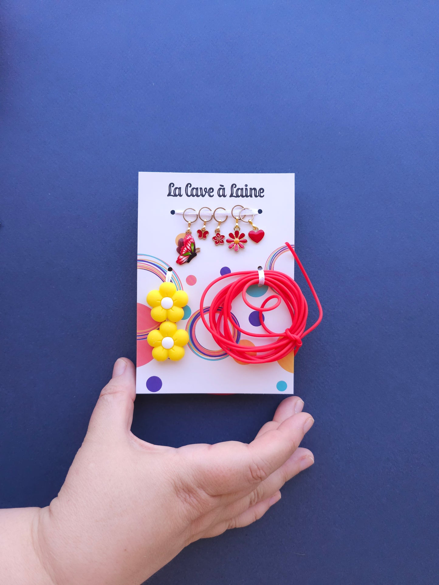 Extra Notions Card - Stitch Markers, Stoppers, and Holders - Red