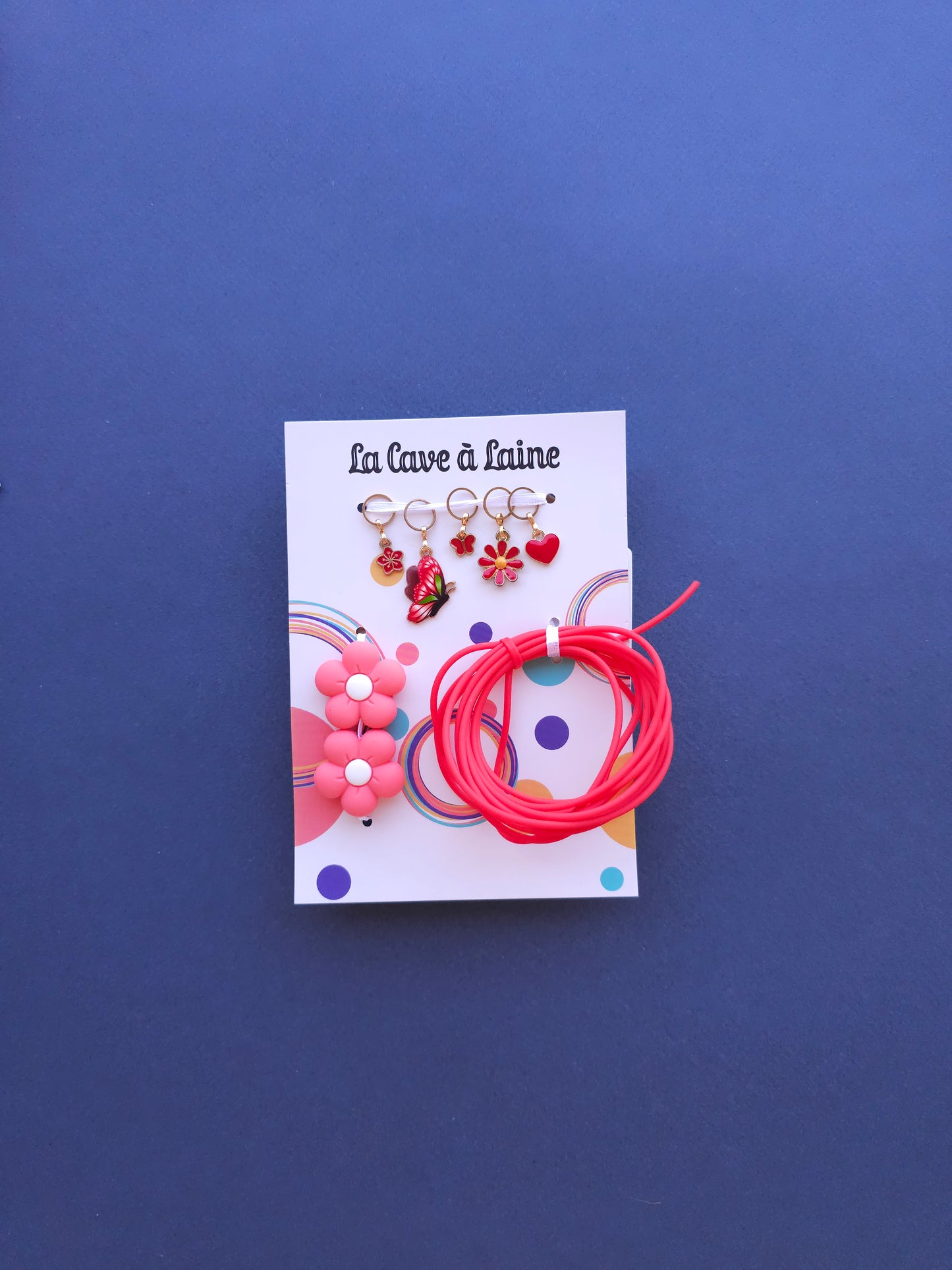 Extra Notions Card - Stitch Markers, Stoppers, and Holders - Red