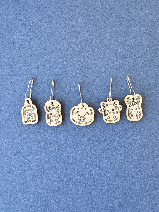5 Animal Farm Stitch Markers-La Cave à Laine