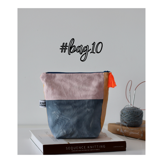 #Bag10: Hand-dyed Handcrafted Bag with Zipper - Pink, Blue & Orange-La Cave à Laine