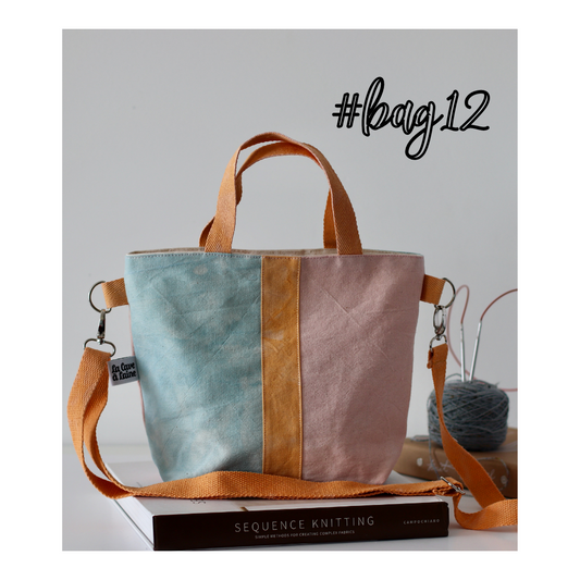 #Bag12: Hand-dyed Crossbody Handcrafted Bag - Light Blue, Orange & Light Pink-La Cave à Laine