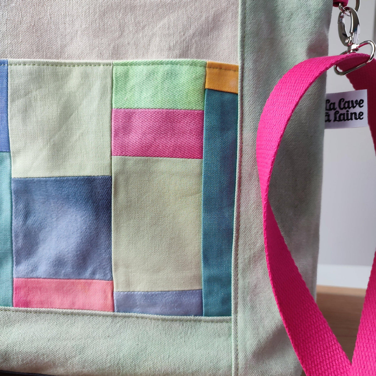 Patchwork Tote - Handcrafted and Hand-Dyed Crossbody Bag with Zipper-La Cave à Laine