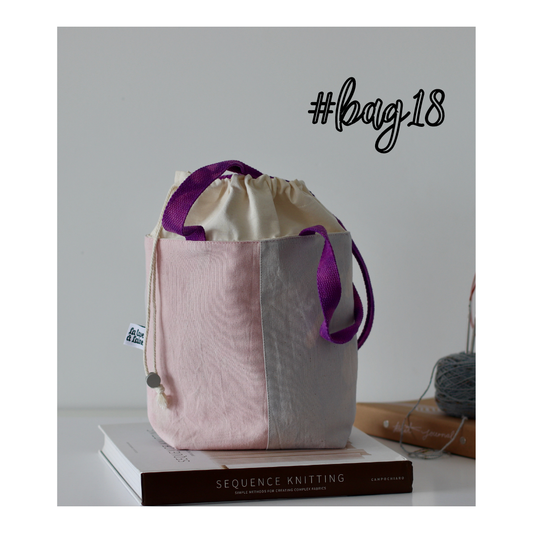 #Bag18: Hand-dyed Drawstring Handcrafted Bag - Light Pink & Light Blue-La Cave à Laine