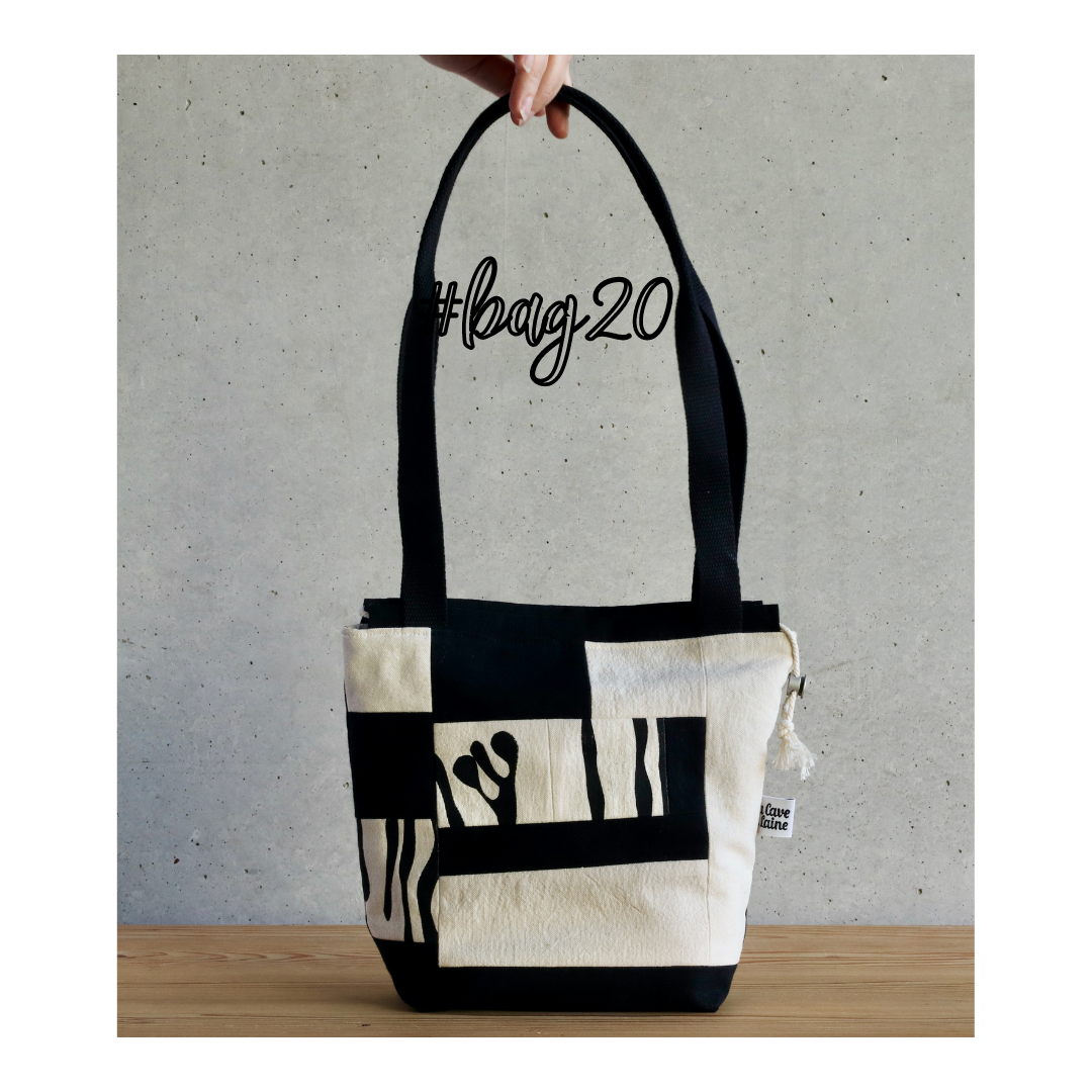 #Bag20 Black&White Super Gioia Bag - Handcrafted Patchwork Bag-La Cave à Laine