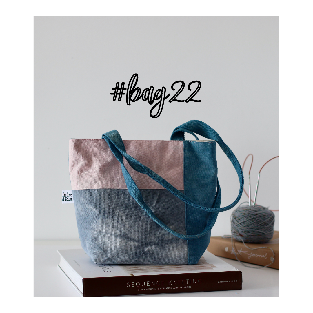 #Bag22: Hand-dyed Handcrafted Bag - Midnight Blue, Light Blue & Light Pink-La Cave à Laine