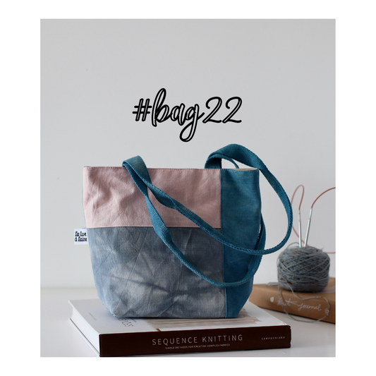 #Bag22: Hand-dyed Handcrafted Bag - Midnight Blue, Light Blue & Light Pink-La Cave à Laine