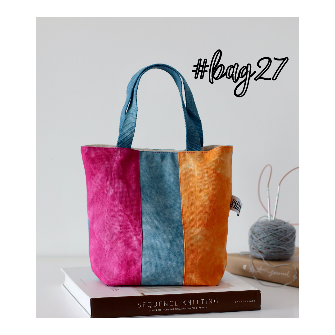 #Bag27: Hand-dyed Handcrafted Bag - Pink, Blue & Orange-La Cave à Laine