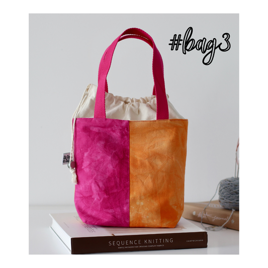 #Bag3: Hand-dyed Drawstring Handcrafted Bag - Pink&Orange-La Cave à Laine