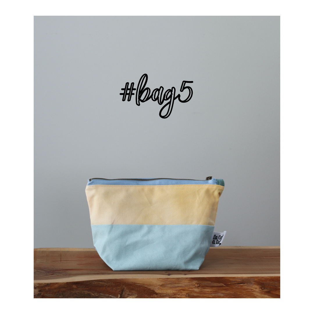 #Bag5 Handcrafted Canvas Pouch - Pouch Jewels - Citrine and Aquamarine-La Cave à Laine