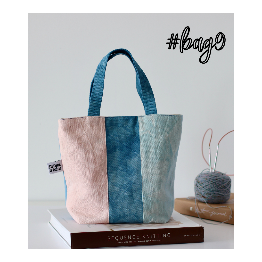 #Bag9: Hand-dyed Handcrafted Bag - Sky Blue, Light Blue & Light Pink-La Cave à Laine