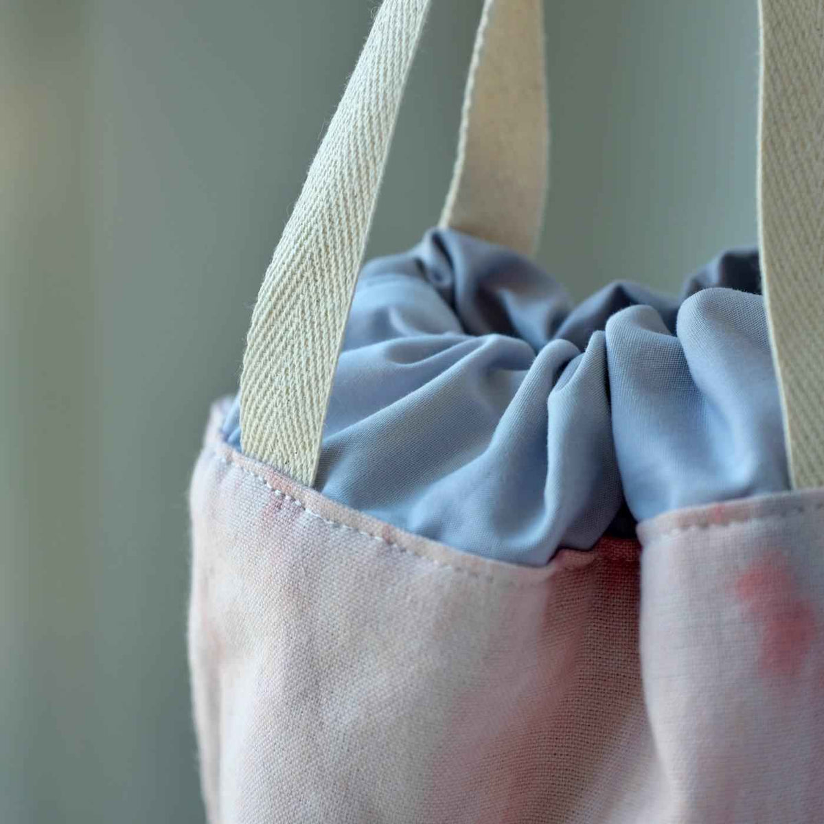 Aquarelle Project Bag, Ribbon - Hand-Dyed Organic Cotton, Rosa Antico - END OF COLLECTION-La Cave à Laine