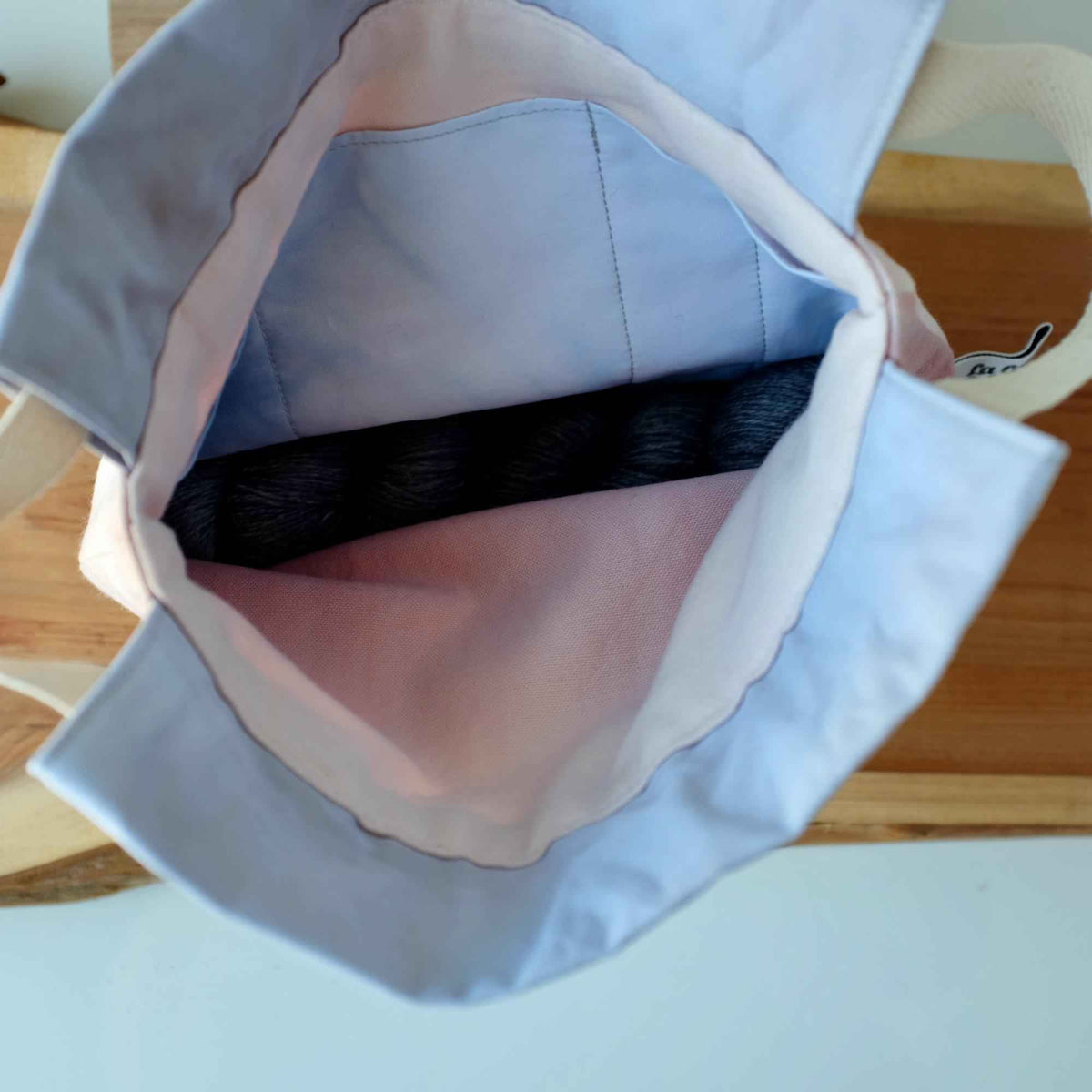 Aquarelle Project Bag, Ribbon - Hand-Dyed Organic Cotton, Rosa Antico - END OF COLLECTION-La Cave à Laine
