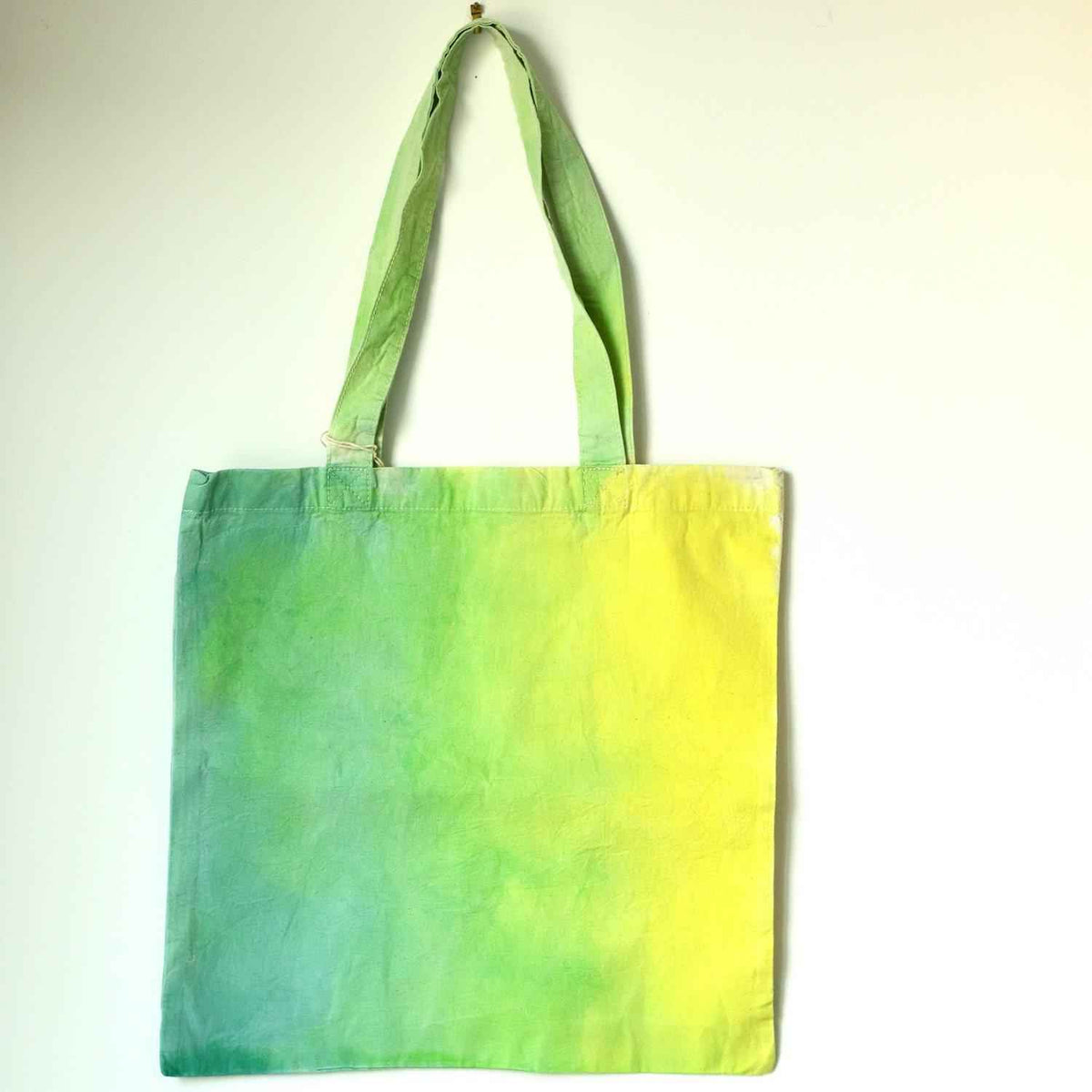 Hand-Dyed Organic Cotton Tote Bag - Surprise Yellow to Green ombre-La Cave à Laine