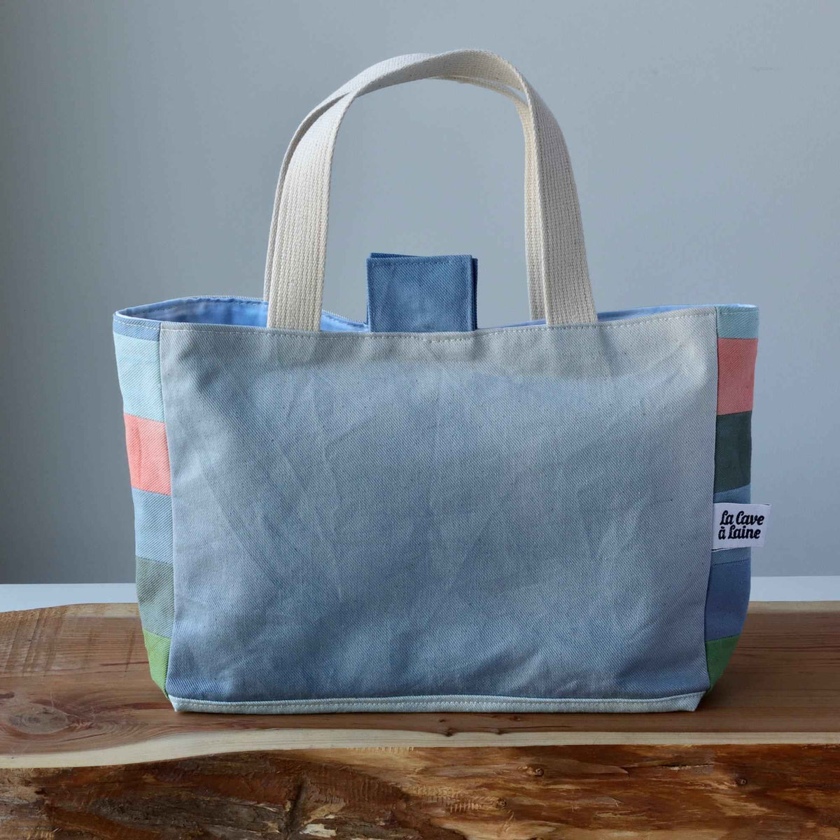 Aquarelle Project Basket - Hand-Dyed Organic Cotton, Blu & Verde - END OF COLLECTION-La Cave à Laine