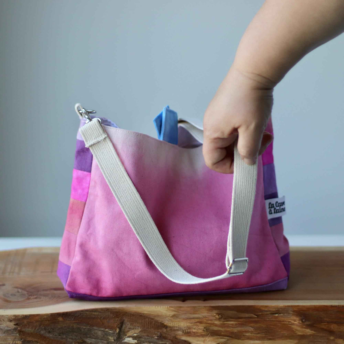 Aquarelle Project Basket, Crossbody - Hand-Dyed Organic Cotton, Rosa-La Cave à Laine