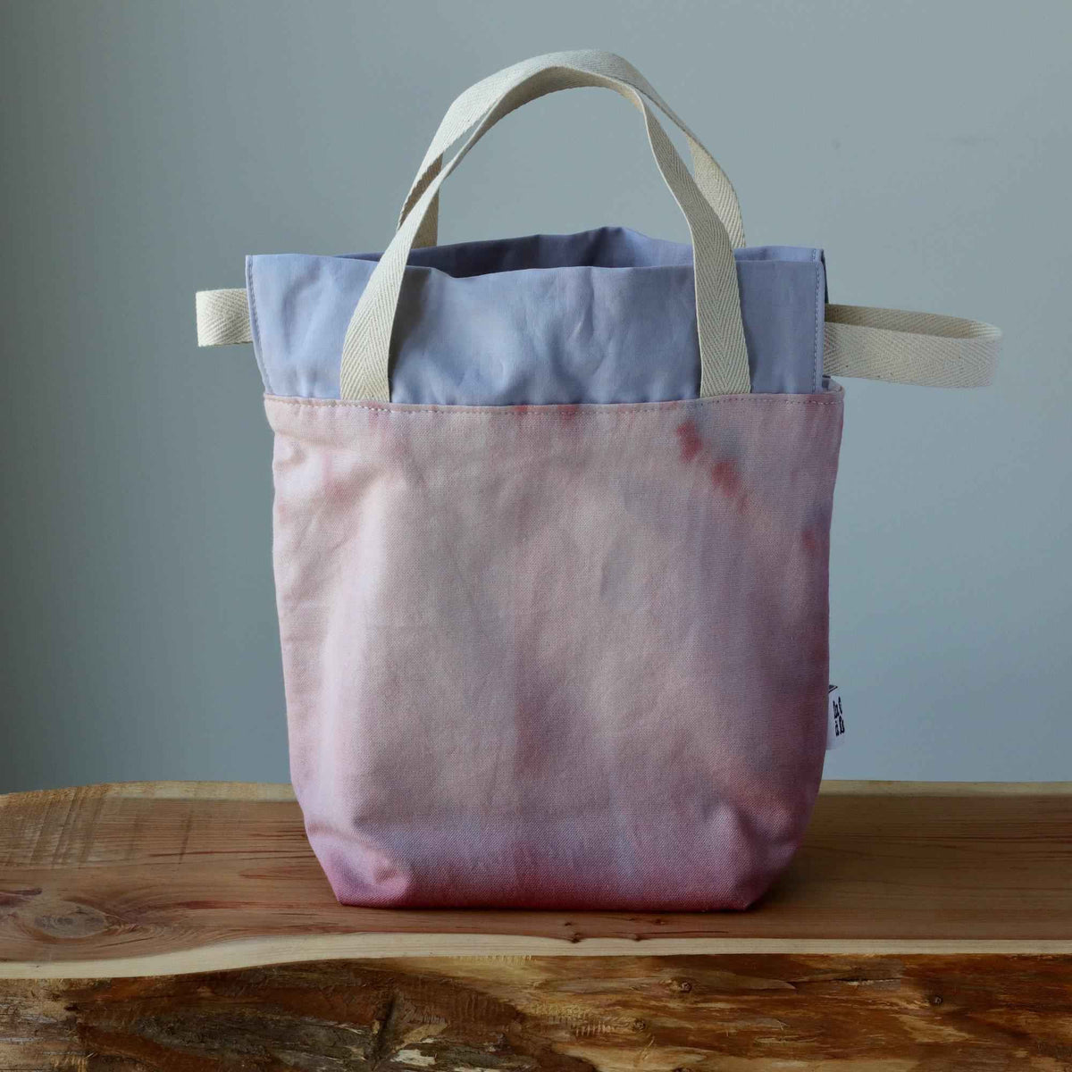 Aquarelle Project Bag, Ribbon - Hand-Dyed Organic Cotton, Rosa Antico - END OF COLLECTION-La Cave à Laine