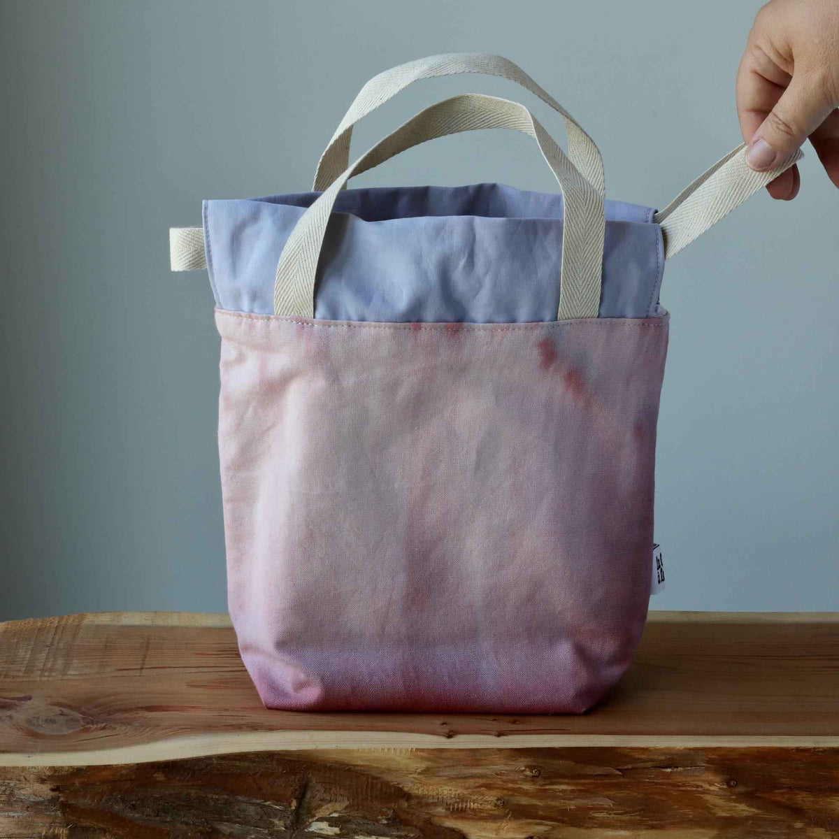 Aquarelle Project Bag, Ribbon - Hand-Dyed Organic Cotton, Rosa Antico - END OF COLLECTION-La Cave à Laine