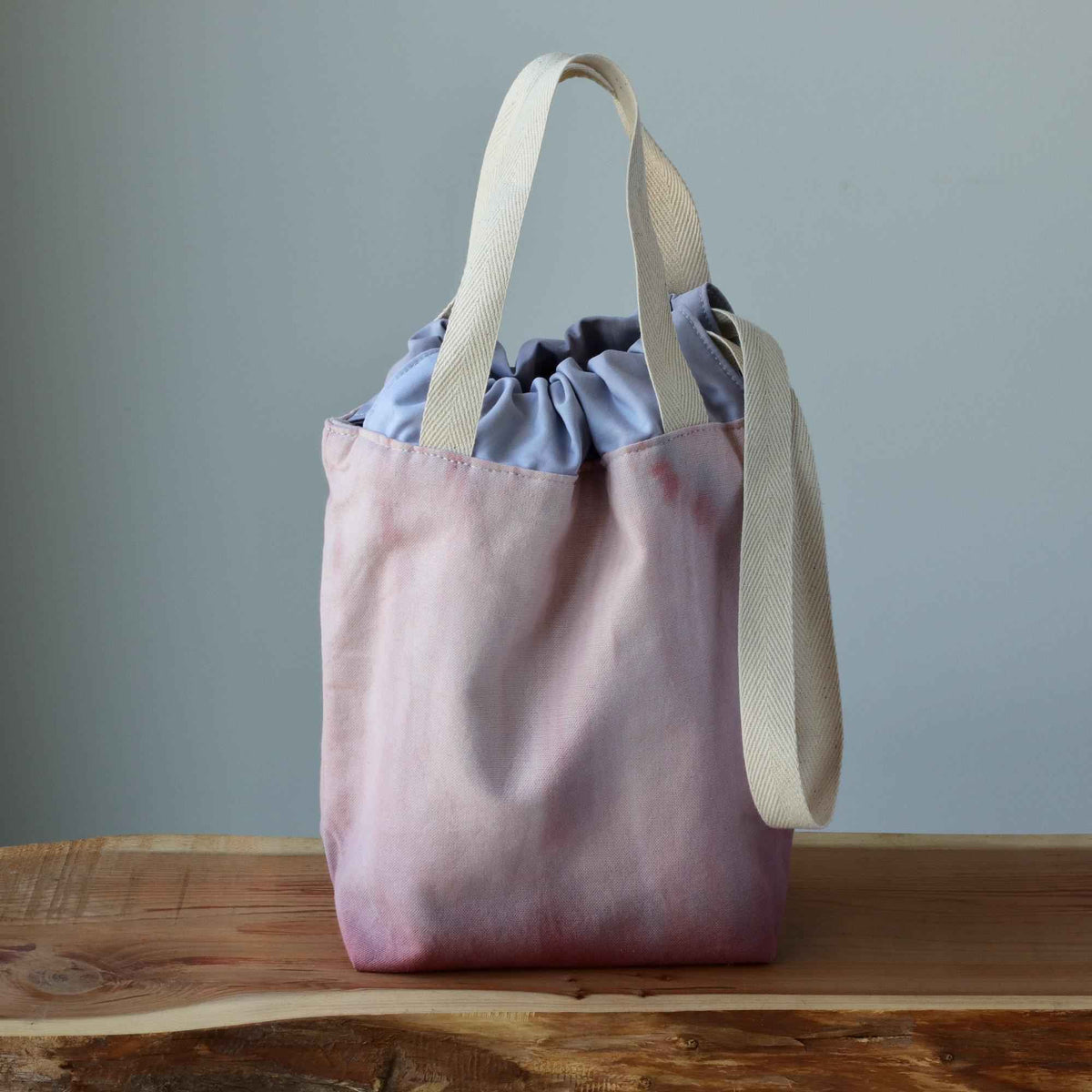Aquarelle Project Bag, Ribbon - Hand-Dyed Organic Cotton, Rosa Antico - END OF COLLECTION-La Cave à Laine