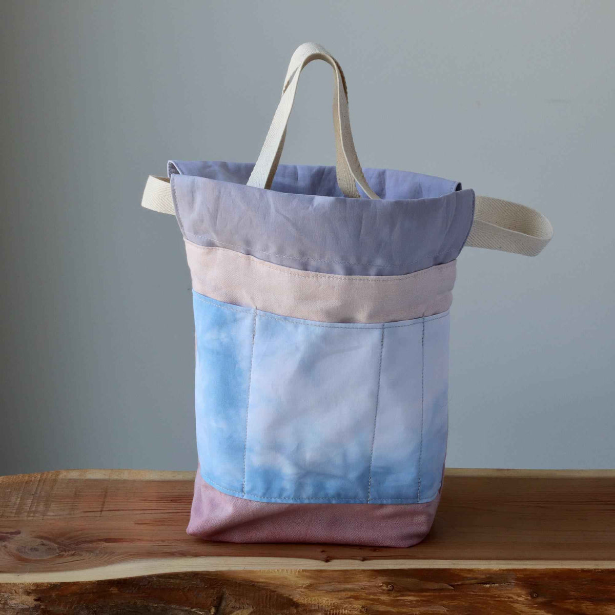 Aquarelle Project Bag, Ribbon - Hand-Dyed Organic Cotton, Rosa Antico - END OF COLLECTION-La Cave à Laine