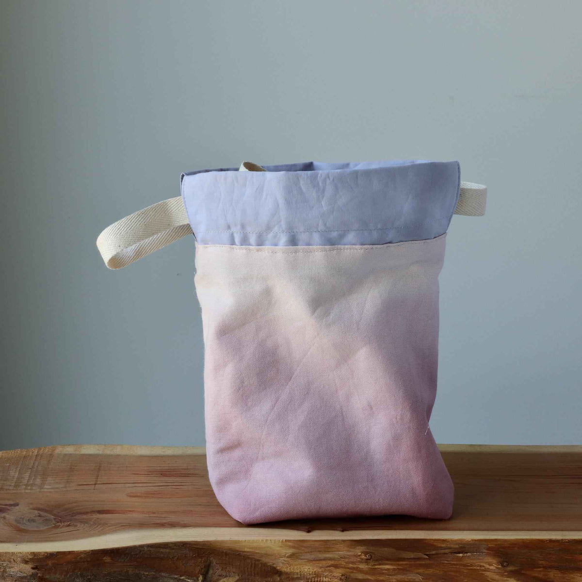 Aquarelle Project Bag, Ribbon - Hand-Dyed Organic Cotton, Rosa Antico - END OF COLLECTION-La Cave à Laine