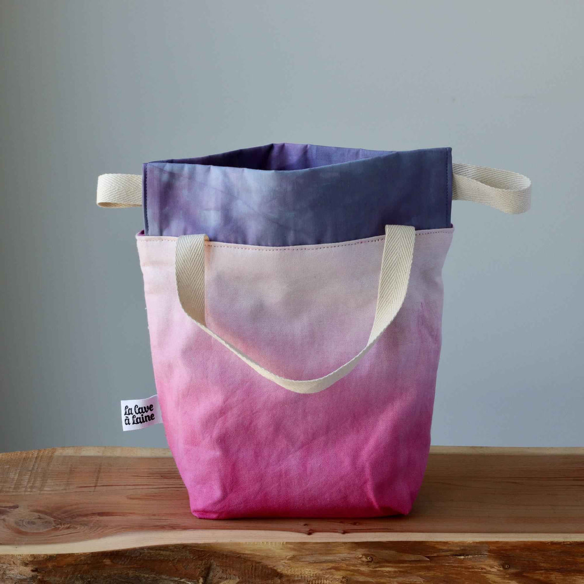 Aquarelle Project Bag, Ribbon - Hand-Dyed Organic Cotton, Rosa Cocomero - END OF COLLECTION-La Cave à Laine