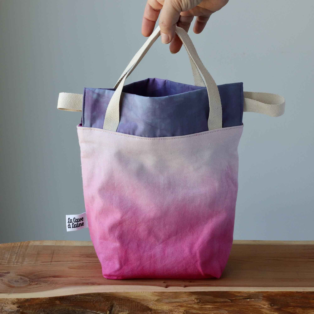 Aquarelle Project Bag, Ribbon - Hand-Dyed Organic Cotton, Rosa Cocomero - END OF COLLECTION-La Cave à Laine