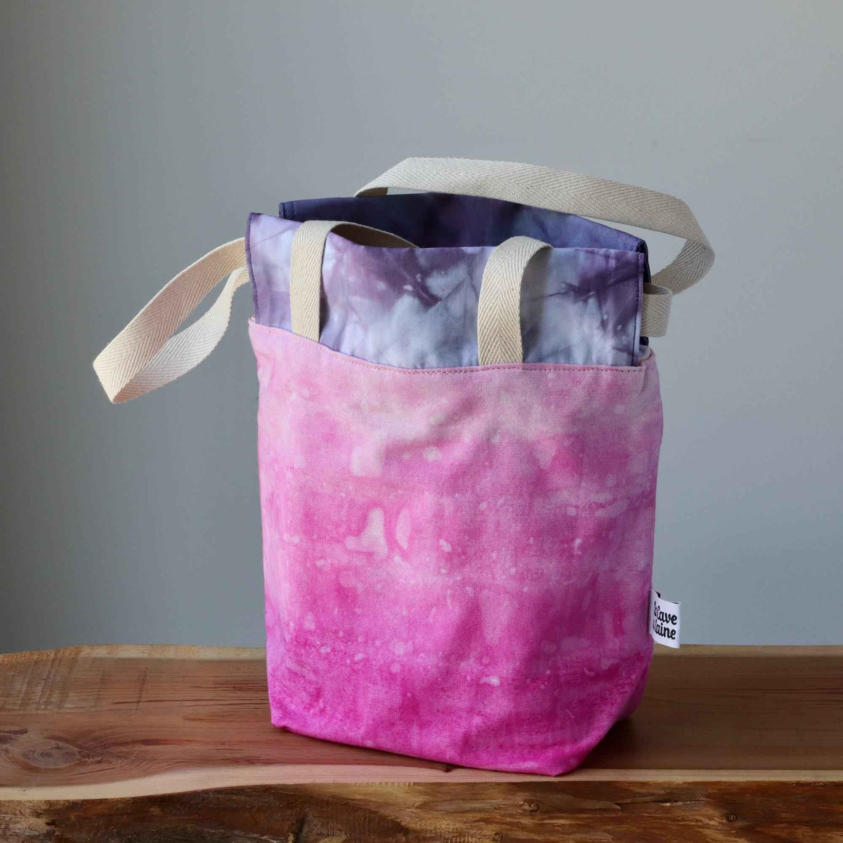 Aquarelle Project Bag, Ribbon - Hand-Dyed Organic Cotton, Fucsia Bobbles - END OF COLLECTION-La Cave à Laine