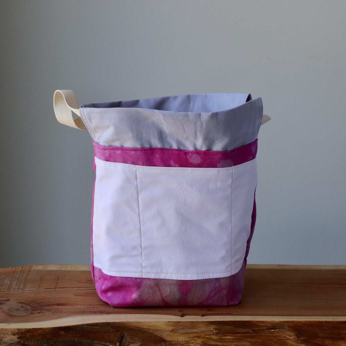 Aquarelle Project Bag, Ribbon - Hand-Dyed Organic Cotton, Fucsia Ombre - END OF COLLECTION-La Cave à Laine