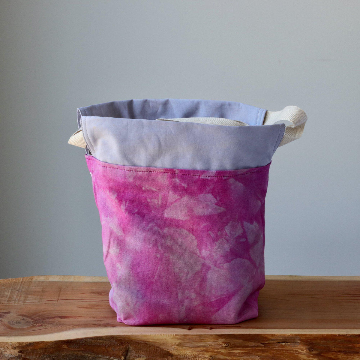 Aquarelle Project Bag, Ribbon - Hand-Dyed Organic Cotton, Fucsia Ombre - END OF COLLECTION-La Cave à Laine