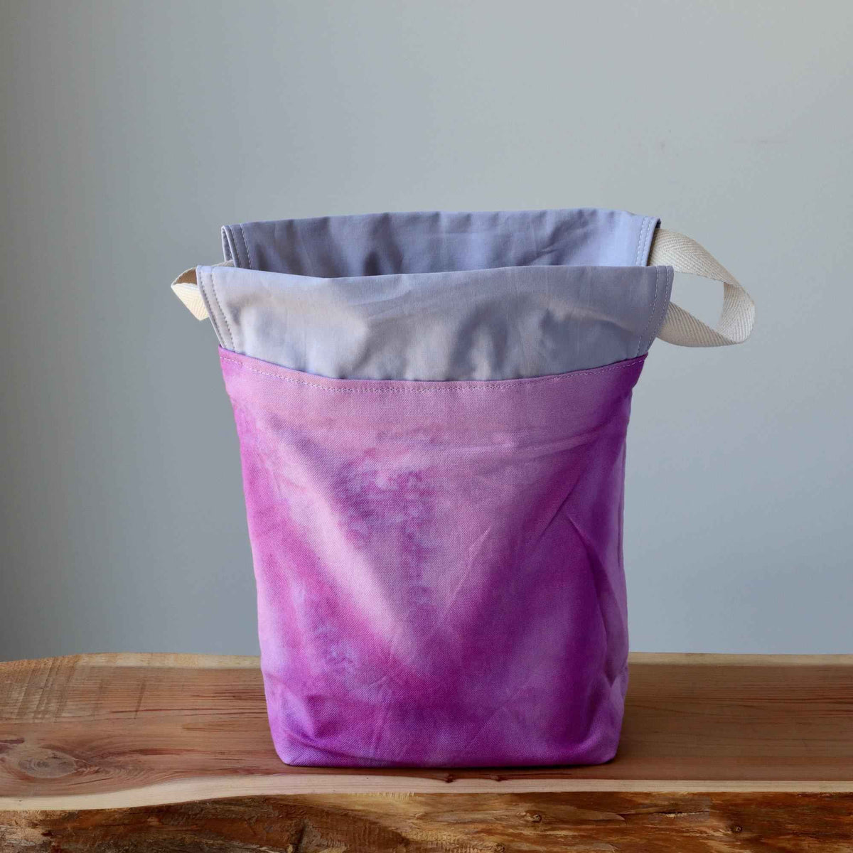 Aquarelle Project Bag, Ribbon - Hand-Dyed Organic Cotton, Rosa Magenta - END OF COLLECTION-La Cave à Laine