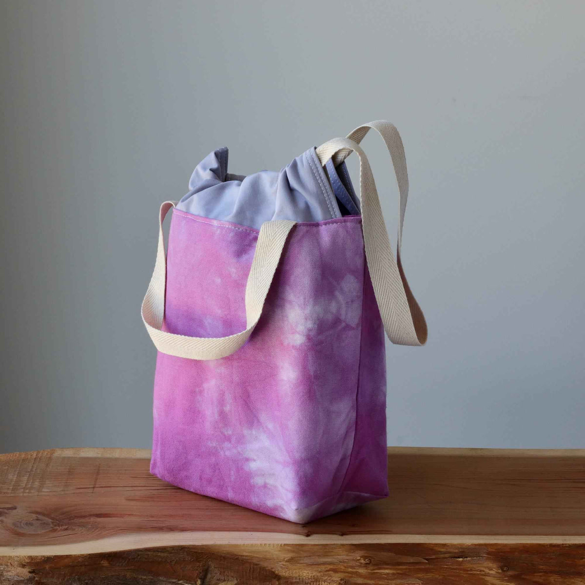 Aquarelle Project Bag, Ribbon - Hand-Dyed Organic Cotton, Rosa Magenta - END OF COLLECTION-La Cave à Laine