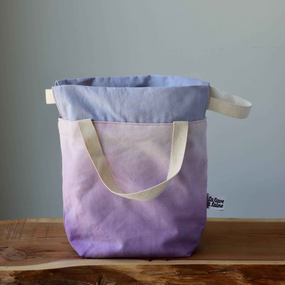 Aquarelle Project Bag, Ribbon - Hand-Dyed Organic Cotton, Lavanda-La Cave à Laine