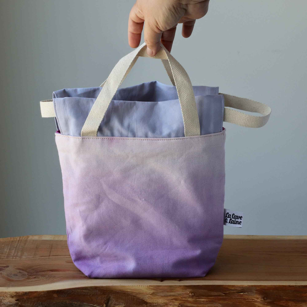Aquarelle Project Bag, Ribbon - Hand-Dyed Organic Cotton, Lavanda-La Cave à Laine