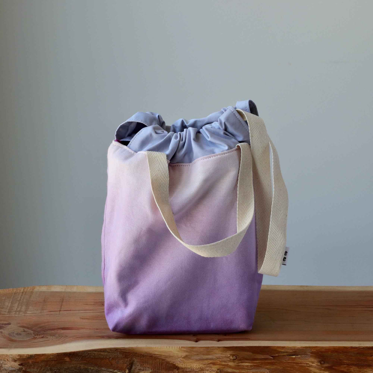 Aquarelle Project Bag, Ribbon - Hand-Dyed Organic Cotton, Lavanda-La Cave à Laine