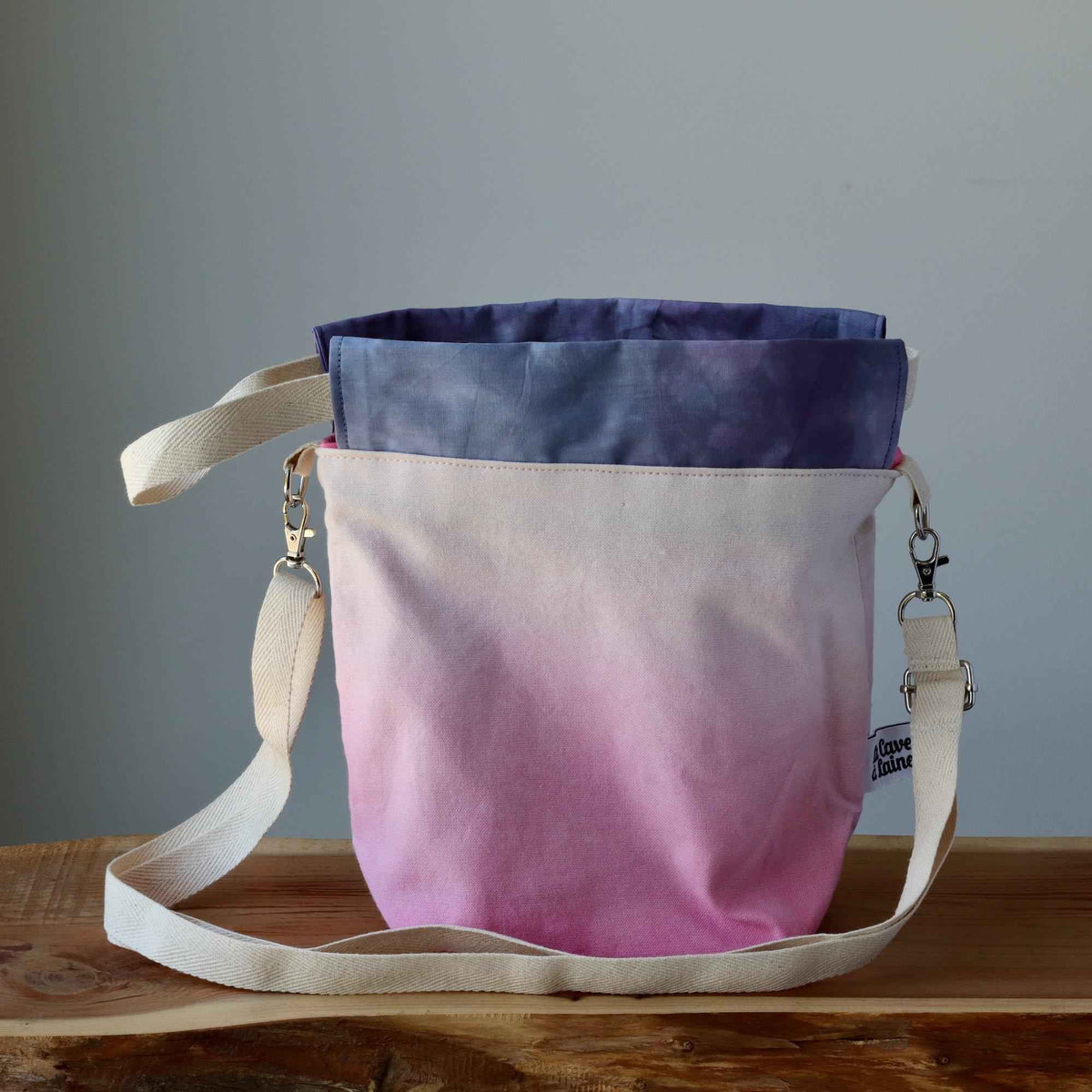Aquarelle Project Bag, Ribbon - Hand-Dyed Organic Cotton, Rosa Cocomero - END OF COLLECTION-La Cave à Laine