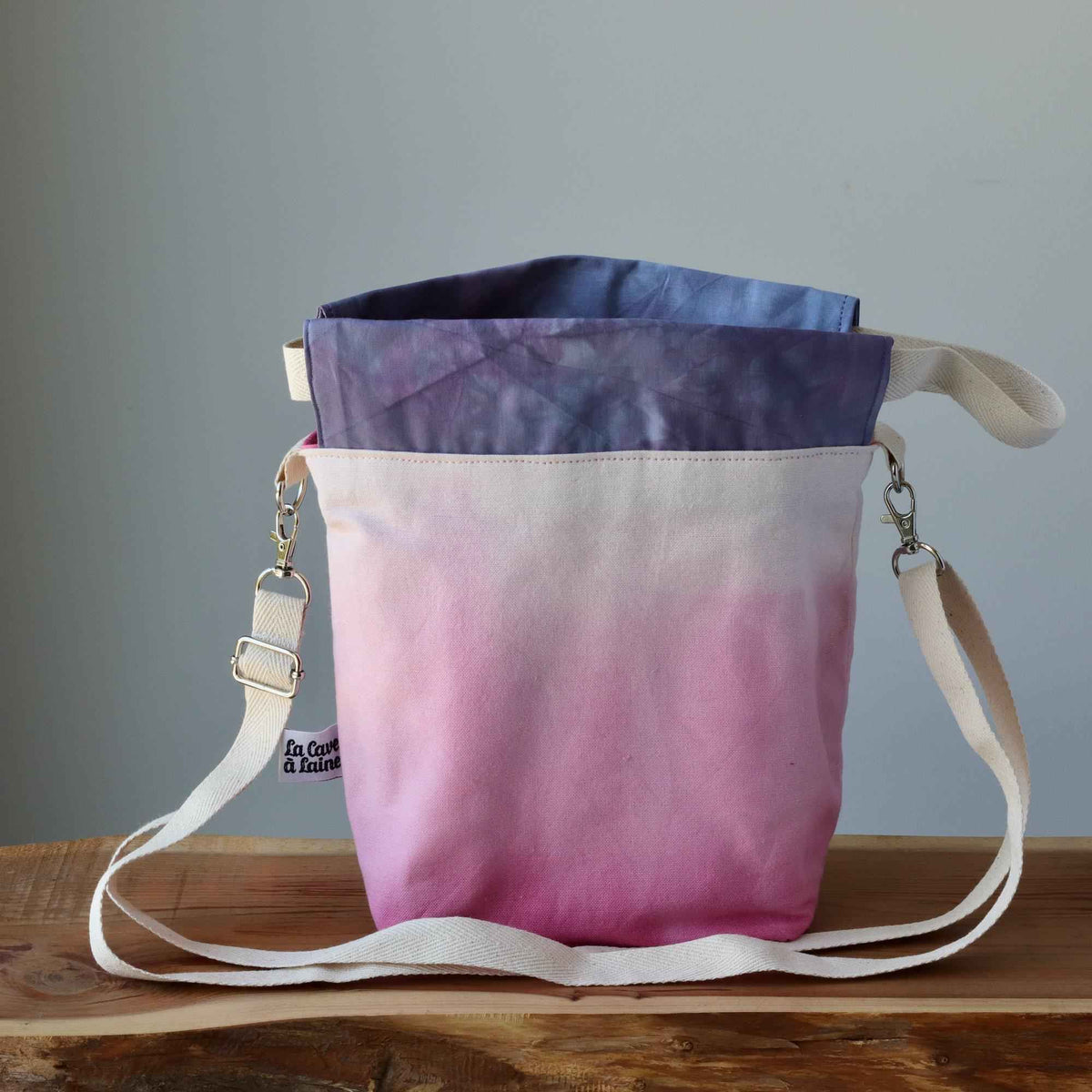Aquarelle Project Bag, Ribbon - Hand-Dyed Organic Cotton, Rosa Cocomero - END OF COLLECTION-La Cave à Laine