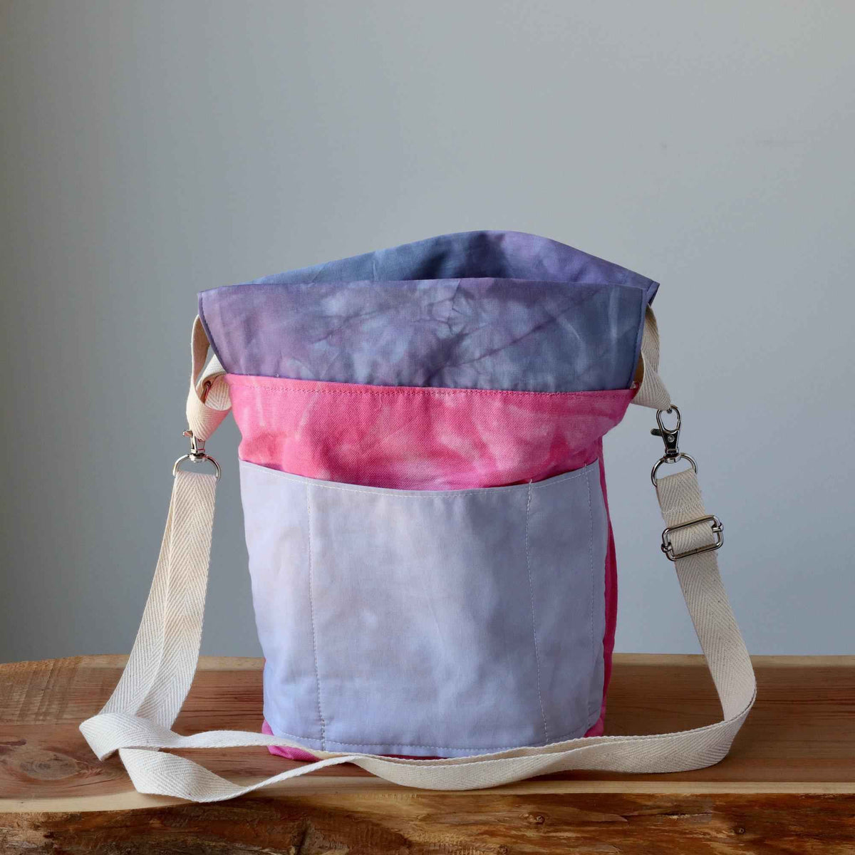 Aquarelle Project Bag, Ribbon - Hand-Dyed Organic Cotton, Rosa Cocomero - END OF COLLECTION-La Cave à Laine
