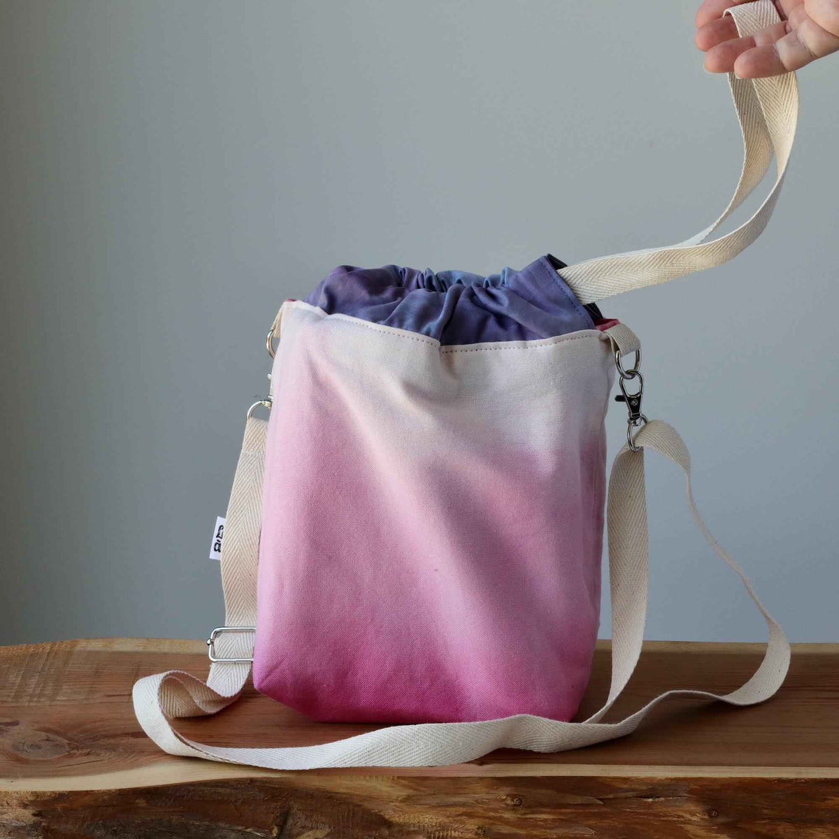 Aquarelle Project Bag, Ribbon - Hand-Dyed Organic Cotton, Rosa Cocomero - END OF COLLECTION-La Cave à Laine