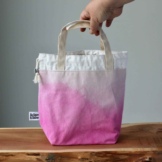 Aquarelle Project Bag - Hand-Dyed Organic Cotton, Rosa Fenicottero-La Cave à Laine