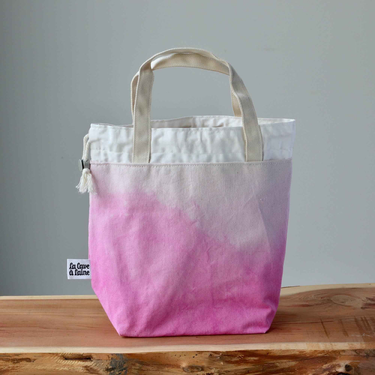 Aquarelle Project Bag - Hand-Dyed Organic Cotton, Rosa Fenicottero-La Cave à Laine