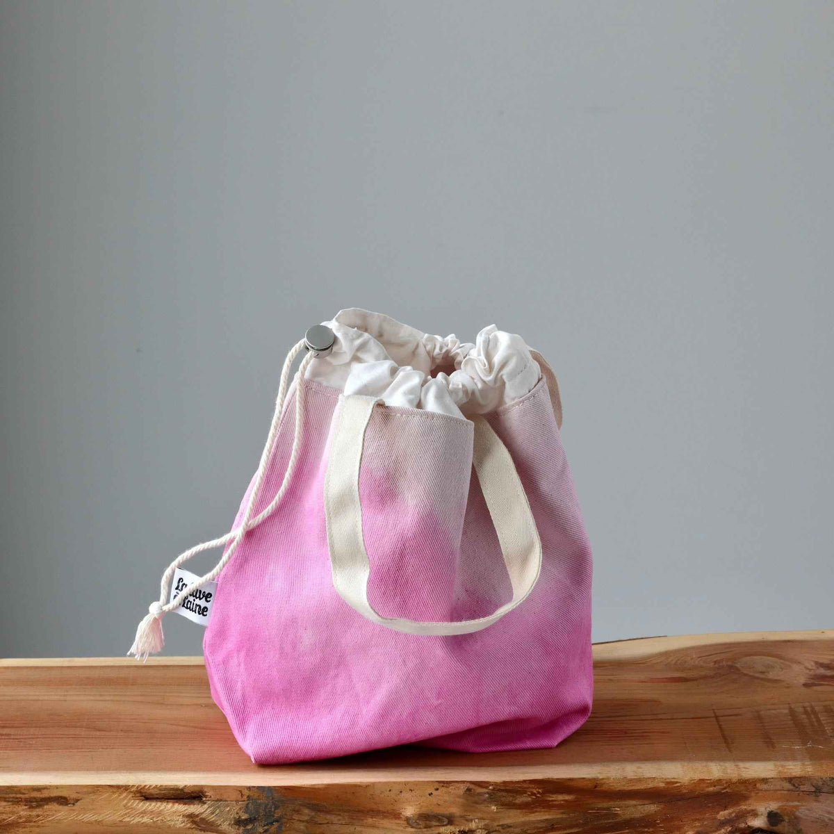 Aquarelle Project Bag - Hand-Dyed Organic Cotton, Rosa Fenicottero-La Cave à Laine