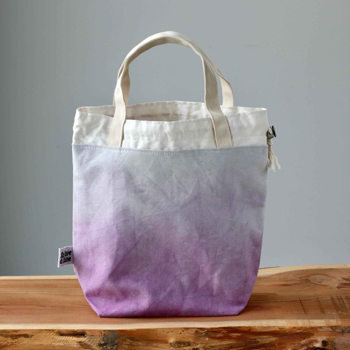 Aquarelle Project Bag - Hand-Dyed Organic Cotton, Viola-La Cave à Laine